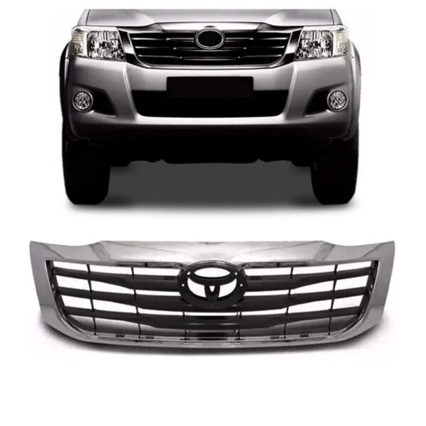 Grade Radiador Hilux 2012 A 2015 Pickup Com Moldura Cromada Preto