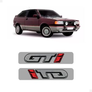 Par Emblema Adesivo Gol Gti Coluna Lateral Cinza