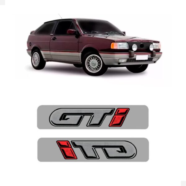 Par Emblema Adesivo Gol Gti Coluna Lateral Cinza