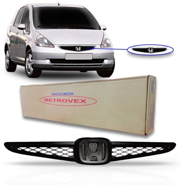 Grade Parachoque Honda Fit 2003 A 2006 Superior 1a Linha Preto