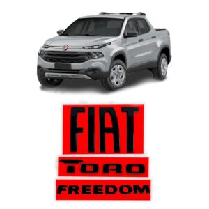 Kit Emblema Traseiro Fiat Toro Freedom Preto Black Piano - Preto