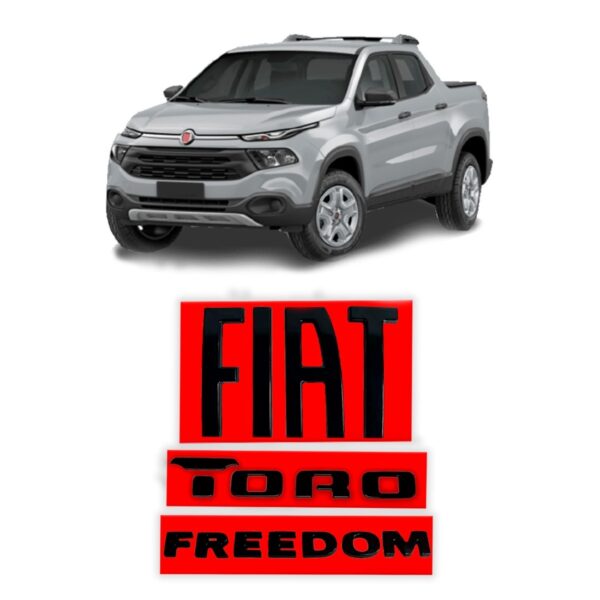 Kit Emblema Traseiro Fiat Toro Freedom Preto Black Piano - Preto
