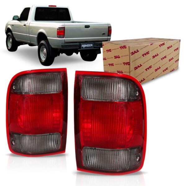Lanterna Traseira Para Ford Ranger 1998 A 2004 Fumê Direito - Direito - Vermelho