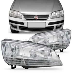 Farol Idea 2005 2006 2007 2008 2009 2010 Cromado 1ª Linha - Esquerdo/motorista