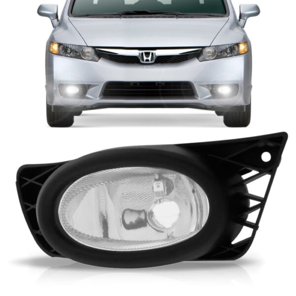 Farolete De Milha Neblina New Civic 09 10 11 Honda 1ª Linha Transparente