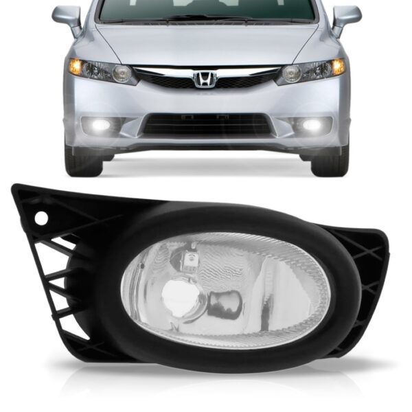 Farolete De Milha Neblina New Civic 09 10 11 Honda 1ª Linha - Transparente
