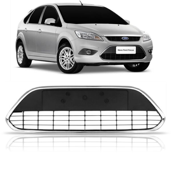 Tela Frontal Parachoque Focus 2009 10 2012 13 Friso Cromado Preto
