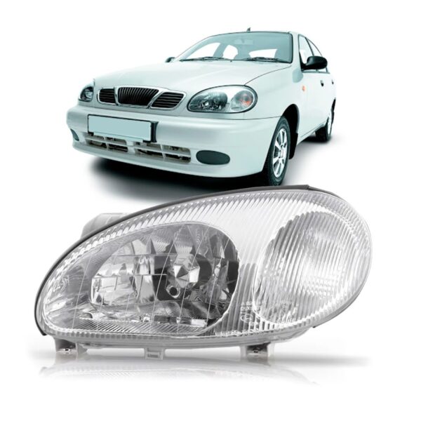 Farol Lanos 97 98 99 00 01 02 Foco Simples Cromado 1ª Linha - Esquerdo/motorista