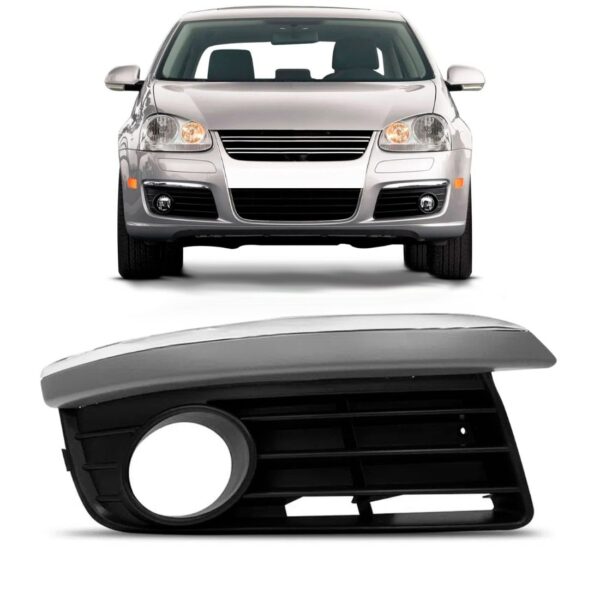 Moldura Milha Jetta 07 08 09 10 Com Auxiliar Friso Cromado Lado Direito