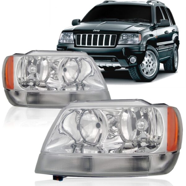 Farol Cherokee Limit 1999 2000 A 2003 Cromado Pisca Ambar Ld Esquerdo/motorista