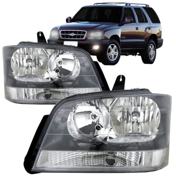 Farol S10 Blazer Pitbull 09 2010 2011 Máscara Cinza 1ª Linha Direito/passageiro