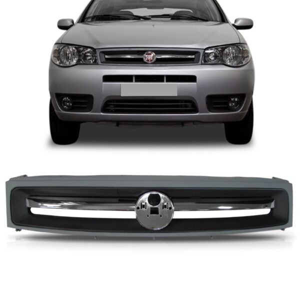 Grade Tela Palio Economy 2010 A 2012 Primer C/friso Cromado Cinza/preto