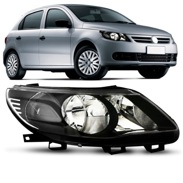 Farol Gol G5 2008 A 2013 Mascara Negra Foco Duplo 1ª Linha - Direito/passageiro