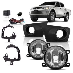 Kit Farol Milha L200 Triton 2011 2012 2013 Com Moldura.