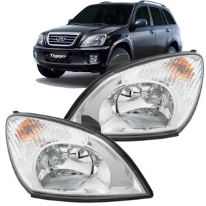 Farol Chery Tiggo 2010 2011 2012 2013 Cromado 1ª Linha - Esquerdo/motorista