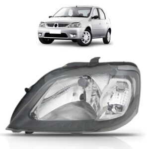 Farol Logan 2007 2008 2009 2010 Mascara Cinza 1ª Linha Esquerdo/motorista