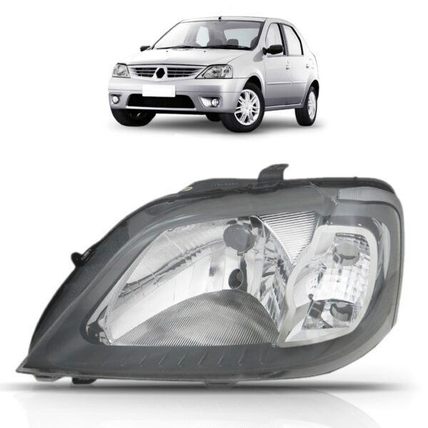 Farol Logan 2007 2008 2009 2010 Mascara Cinza 1ª Linha Esquerdo/motorista