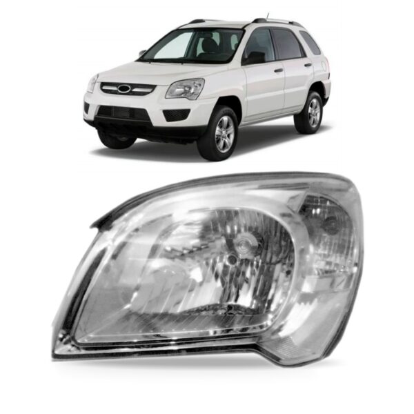 Farol Kia Sportage 2009 2010 2011 Cromado 1ª Linha Esquerdo/motorista