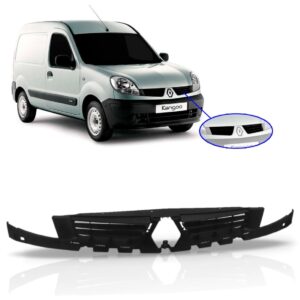 Grade Radiador Kangoo 2008 A 2012 Preta Completa Com Aplique Preto Ambos Lados