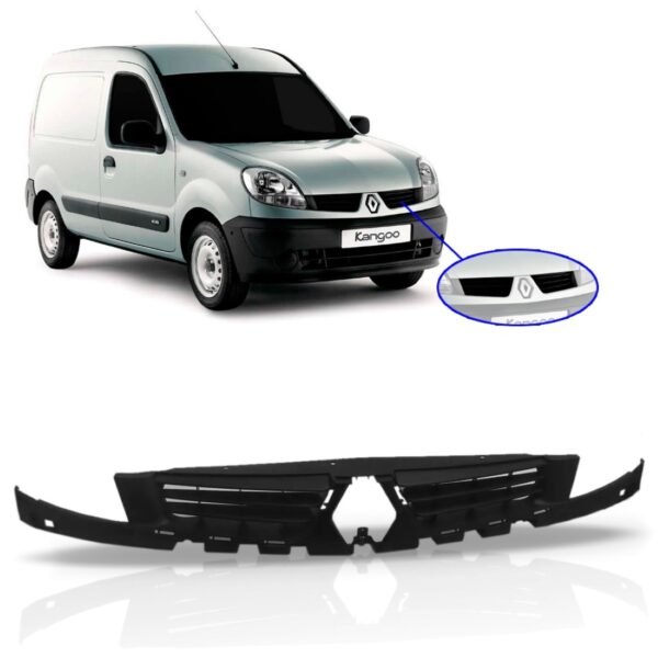 Grade Radiador Kangoo 2008 A 2012 Preta Completa Com Aplique Preto Ambos Lados