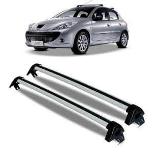 Rack De Teto Peugeot 207 E 206 4 Portas Aluminio Prateado