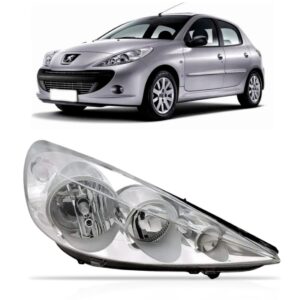 Farol Peugeot 207 2007 2008 2009 2010 11 12 Cromado 1ª Linha - Direito/passageiro