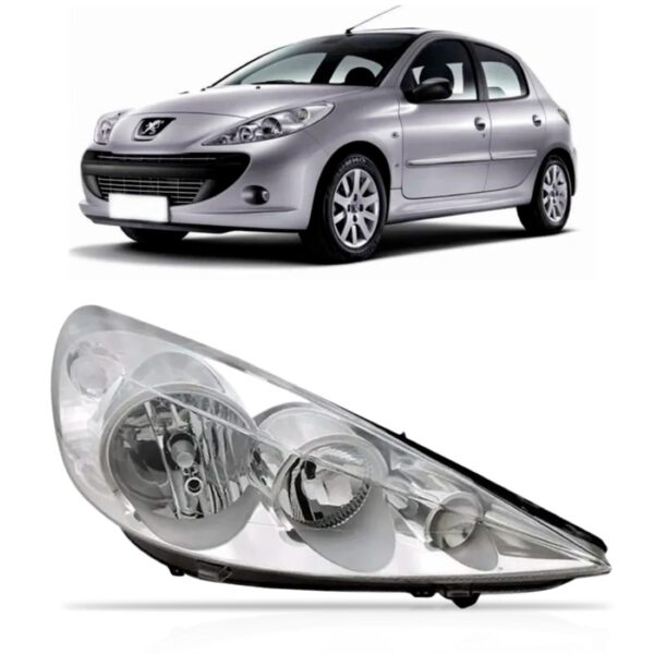 Farol Peugeot 207 2007 2008 2009 2010 11 12 Cromado 1ª Linha - Direito/passageiro