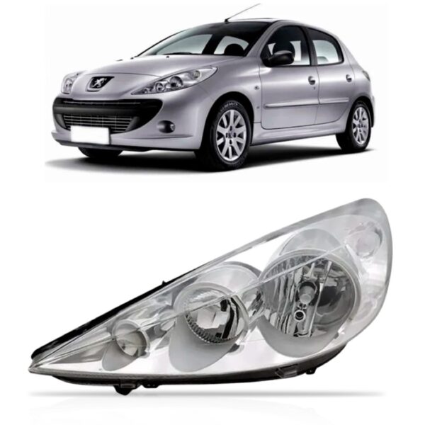 Farol Peugeot 207 2007 2008 2009 2010 11 12 Cromado 1ª Linha - Esquerdo/motorista