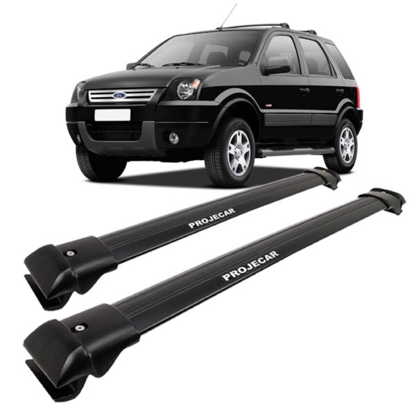 Rack Bagageiro De Teto Ecosport 2010 2011 12 Aluminio Preta