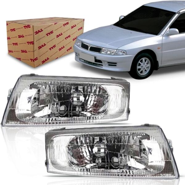 Farol Mitsubishi Lancer 98 1999 2000 01 Lente Lisa 1ª Linha - Direito/passageiro