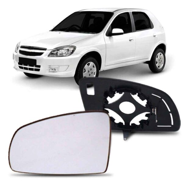 Lente Retrovisor Com Base Chevrolet Celta Meriva Prisma 2007 Lado Direito
