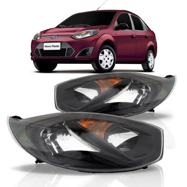 Farol Fiesta 10 11 2012 13 Mascara Negra Foco Duplo 1ª Linha Direito/passageiro