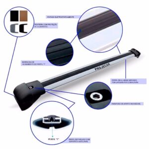 Travessa Teto Fiat Doblo Rack Bagageiro Aluminio Larga Prata Plata