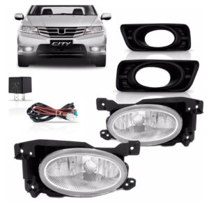 Kit Farol Auxiliar Honda City 2012 2013 Moldura Preta Orig.