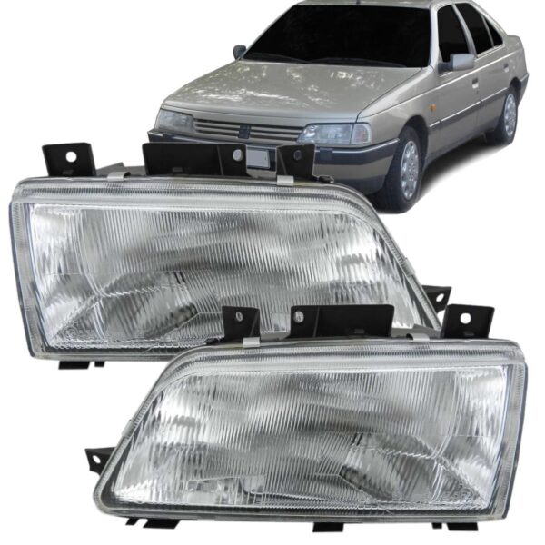 Farol Peugeot 405 1995 1996 Foco Simples Cromado 1ª Linha Esquerdo/motorista