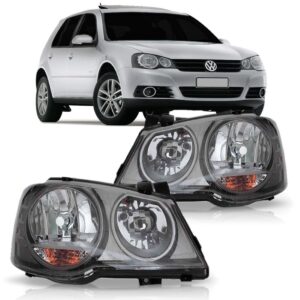 Farol Golf 2007 08 09 10 11 Cromomix Mascara Cinza 1ª Linha - Esquerdo/motorista