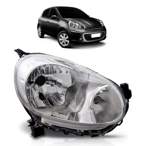 Farol March Nissan 2011 2012 2013 Cromado 1ª Linha Direito/passageiro