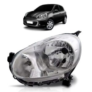 Farol March Nissan 2011 2012 2013 Cromado 1ª Linha Esquerdo/motorista
