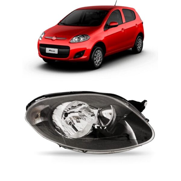 Farol Palio 12 13 2014 15 Foco Duplo Mascara Negra 1ª Linha Direito/passageiro