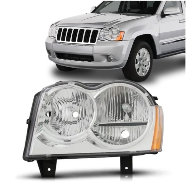 Farol Grand Cherokee Limited Overland 2008 2009 2010 Cromado Lado Esquerdo