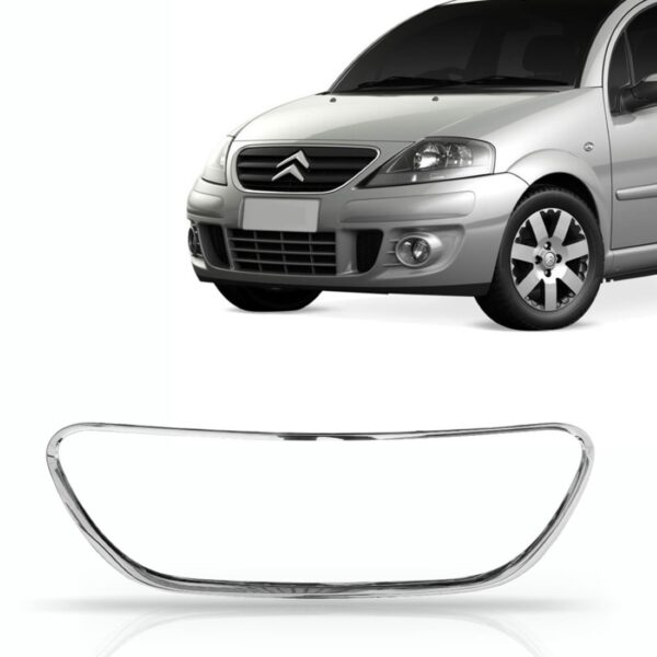 Moldura Friso Grade Parachoque C3 Cromada 2008 09 10 11 2012