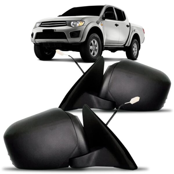 Retrovisor L200 Triton 08 A 2015 Eletrico Preto Texturizado Lado Esquerdo