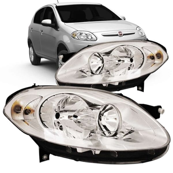 Farol Palio Attractive 2012 2013 2014 Duplo Cromado 1ª Linha - Esquerdo/motorista