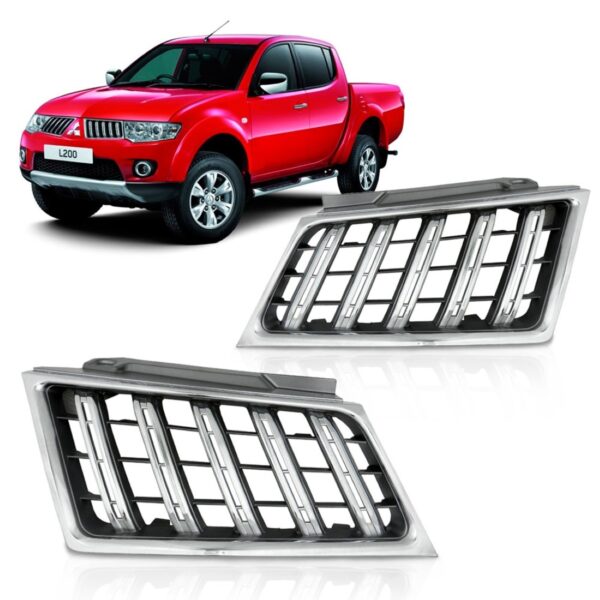 Grade Pajero Dakar 09 10 11 12 13/ L200 Triton 2013 2014 Le Preto/cromado Esquerdo