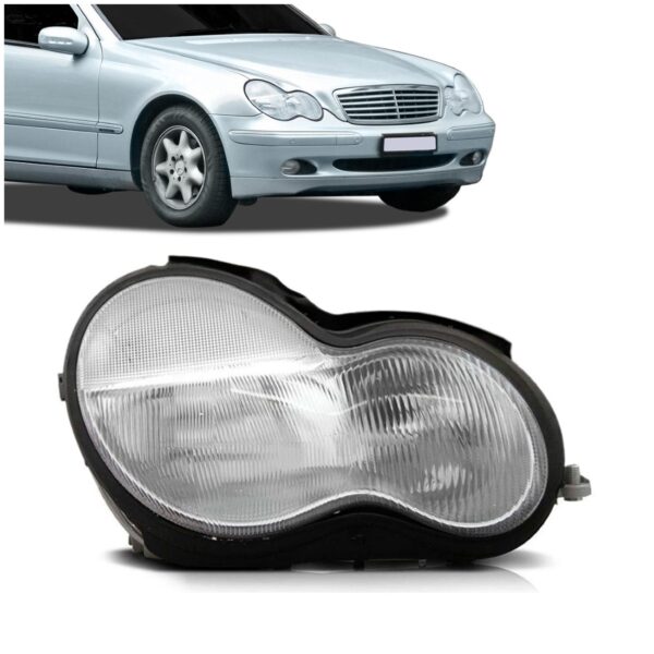 Farol Mercedes C180 C200 01 02 03 04 2005 06 Raiado 1ª Linha - Direito/passageiro