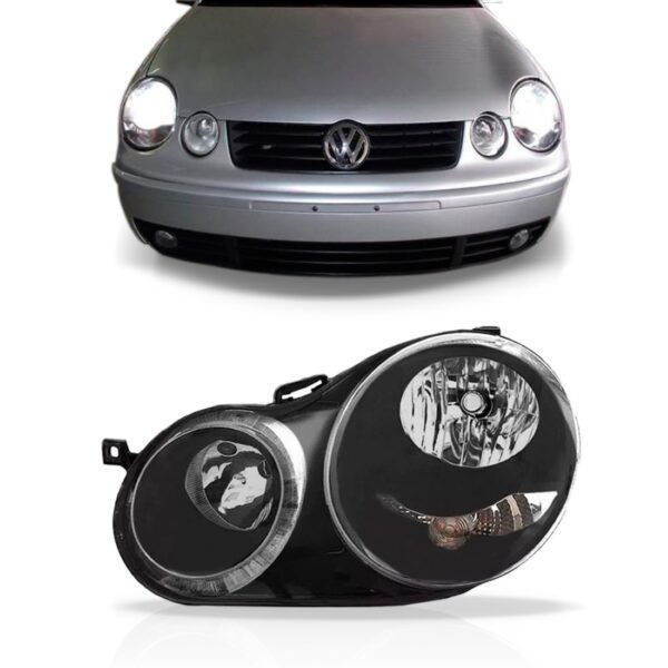 Farol Polo Hatch Sedan 03 04 05 2006 Máscara Negra 1ª Linha - Esquerdo/motorista