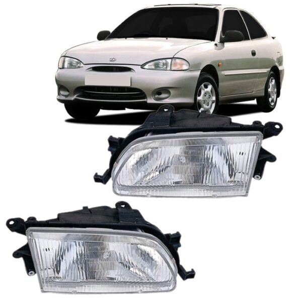 Farol Accent 2 Coupe 1994 1995 1996 1997 Cromado 1ª Linha Esquerdo/motorista