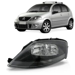 Farol Citroen C3 03 04 05 06 A 11 12 Máscara Negra 1ª Linha Direito/passageiro
