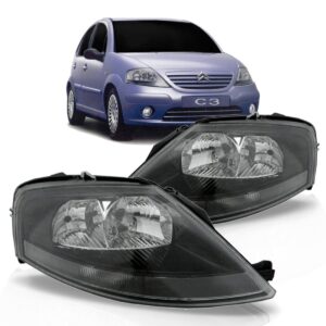 Farol Citroen C3 03 04 05 06 A 11 12 Máscara Negra 1ª Linha Direito/passageiro
