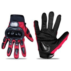 Luva Protetora Reforcada Motociclista Motoqueiro Cor Vermelho,Tamanho M
